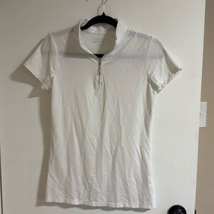 Smartpak Hadley Sunshield White Short Sleeve Quarter Zip Riding Too